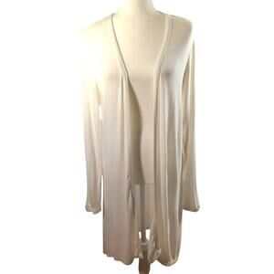 Philosophy Open Front Cardigan Women's Size L White Long Sleeve Longline Sweater